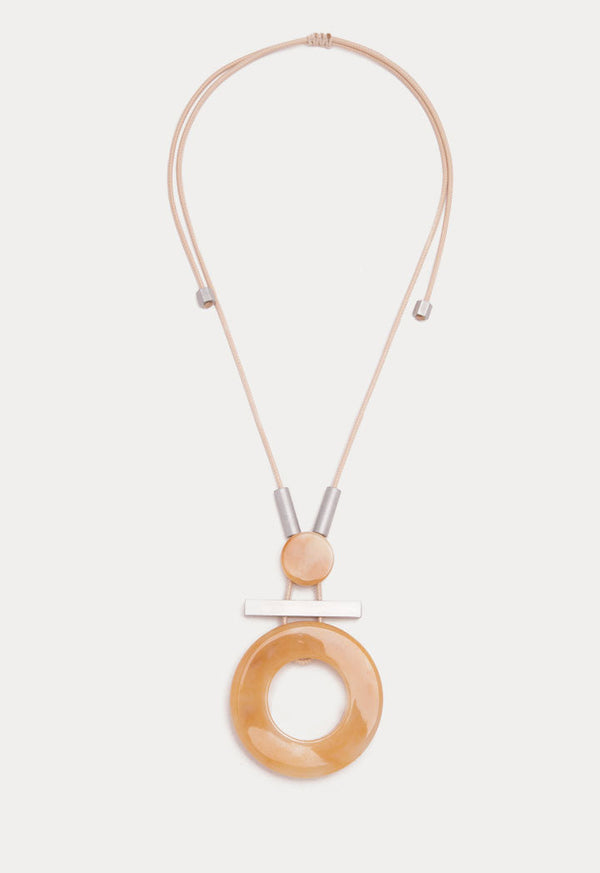 Choice Round Charm Marble Pendant Fashion Necklace Yellow