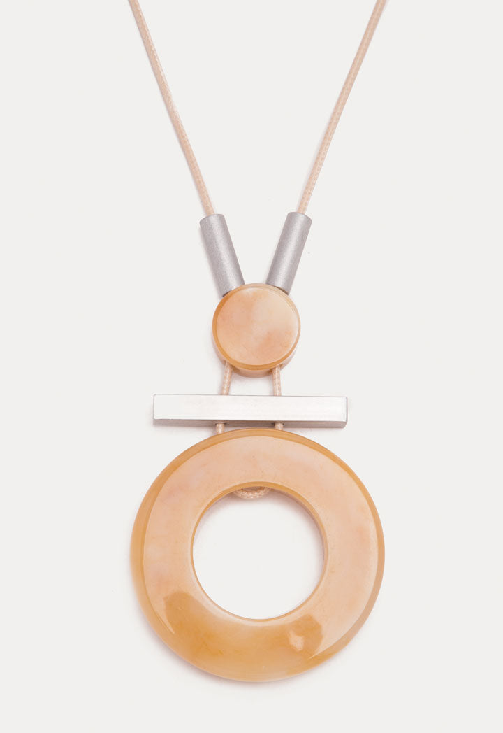 Choice Round Charm Marble Pendant Fashion Necklace Yellow