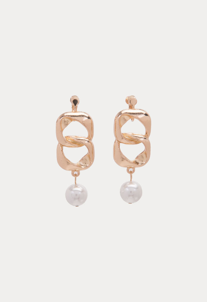 Choice Double Loop Teardrop Pearl Earring Gold