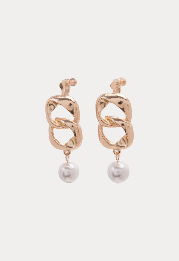 Choice Double Loop Teardrop Pearl Earring Gold