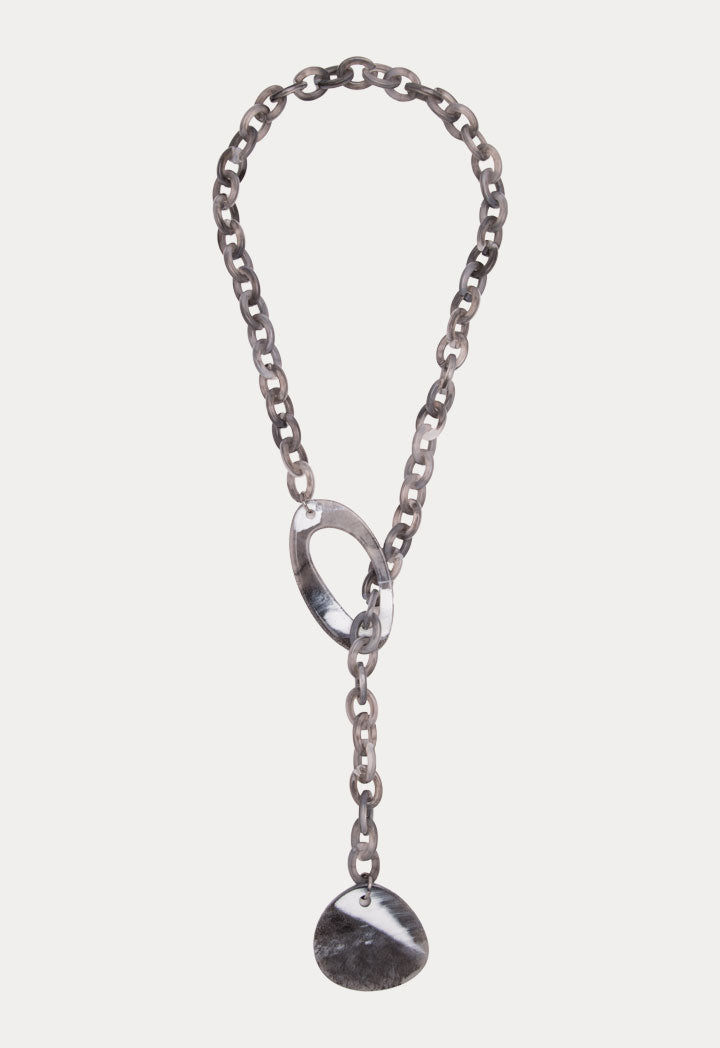 Choice Chunky Resin Toggle Pendant Necklace Grey