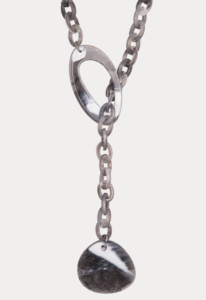 Choice Chunky Resin Toggle Pendant Necklace Grey