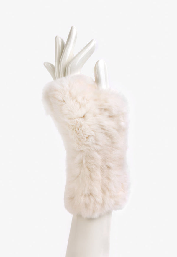 Choice Solid Faux Fur Gloves Cream