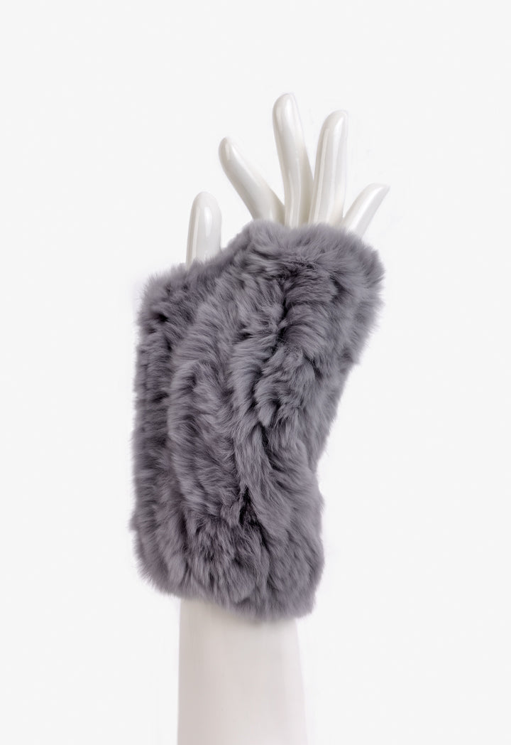 Choice Solid Faux Fur Gloves Grey