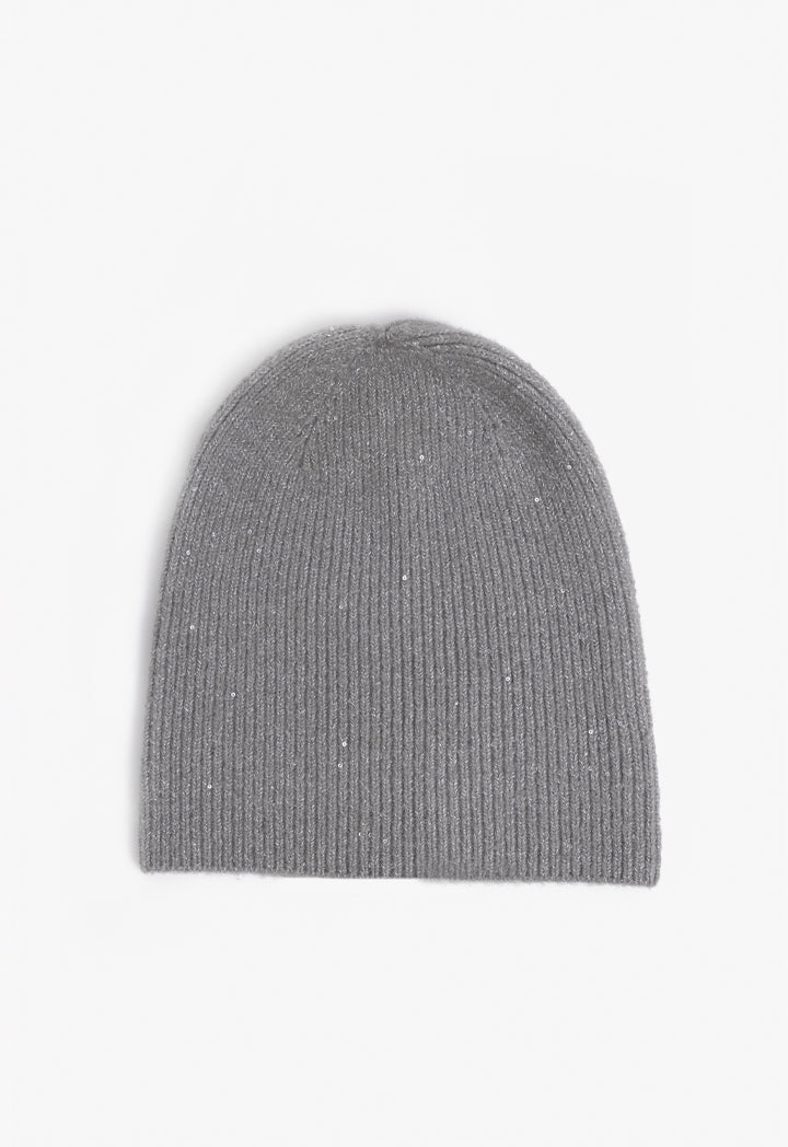 Choice Knitted Lurex Beanie Grey