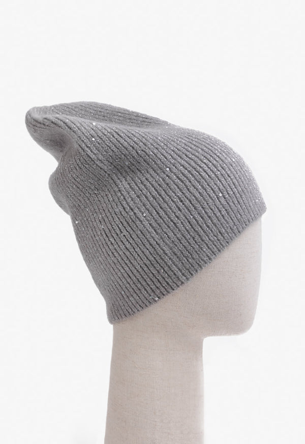 Choice Knitted Lurex Beanie Grey