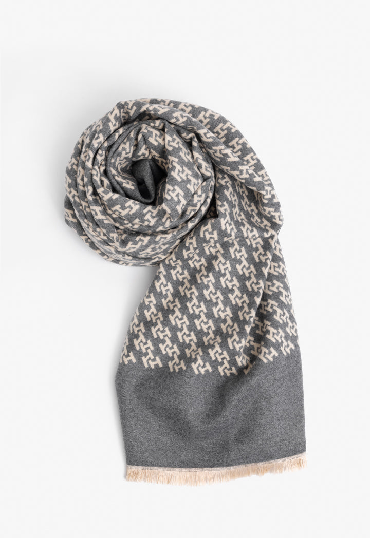 Choice Knitted Monogram Shawl Grey
