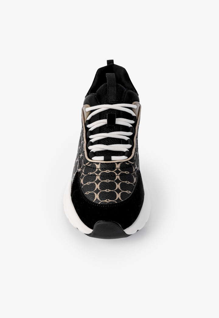 Choice Lace Up Patterned Sneakers Black