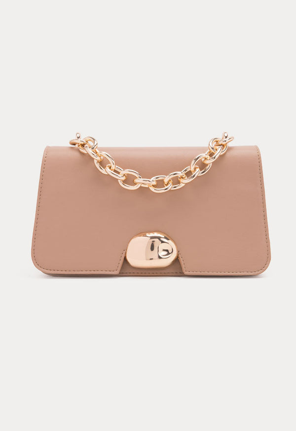 Choice Chain Link Handle Baguette Bag Camel