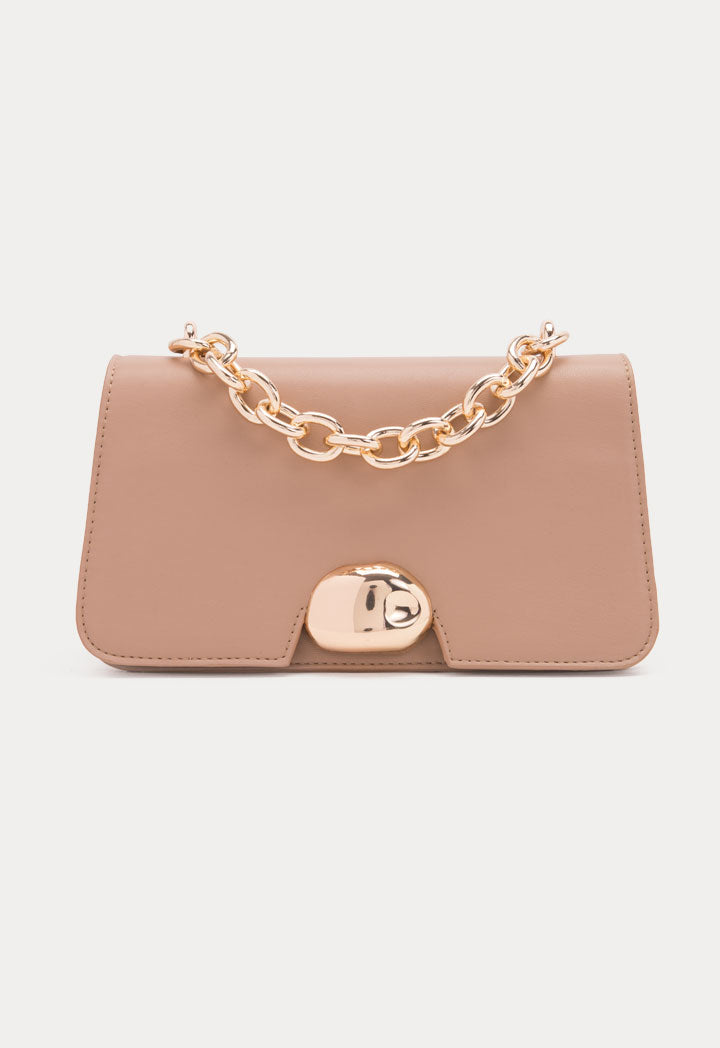 Choice Chain Link Handle Baguette Bag Camel