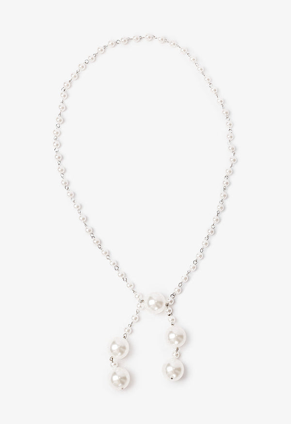 Choice Faux Pearls Opera Necklace Off White