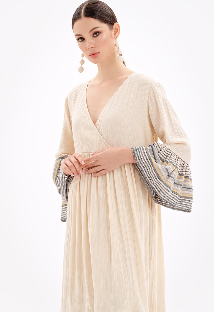 Choice Maxi Tiered Dress With Striped Detail-Ramadan Style Gold-Beige