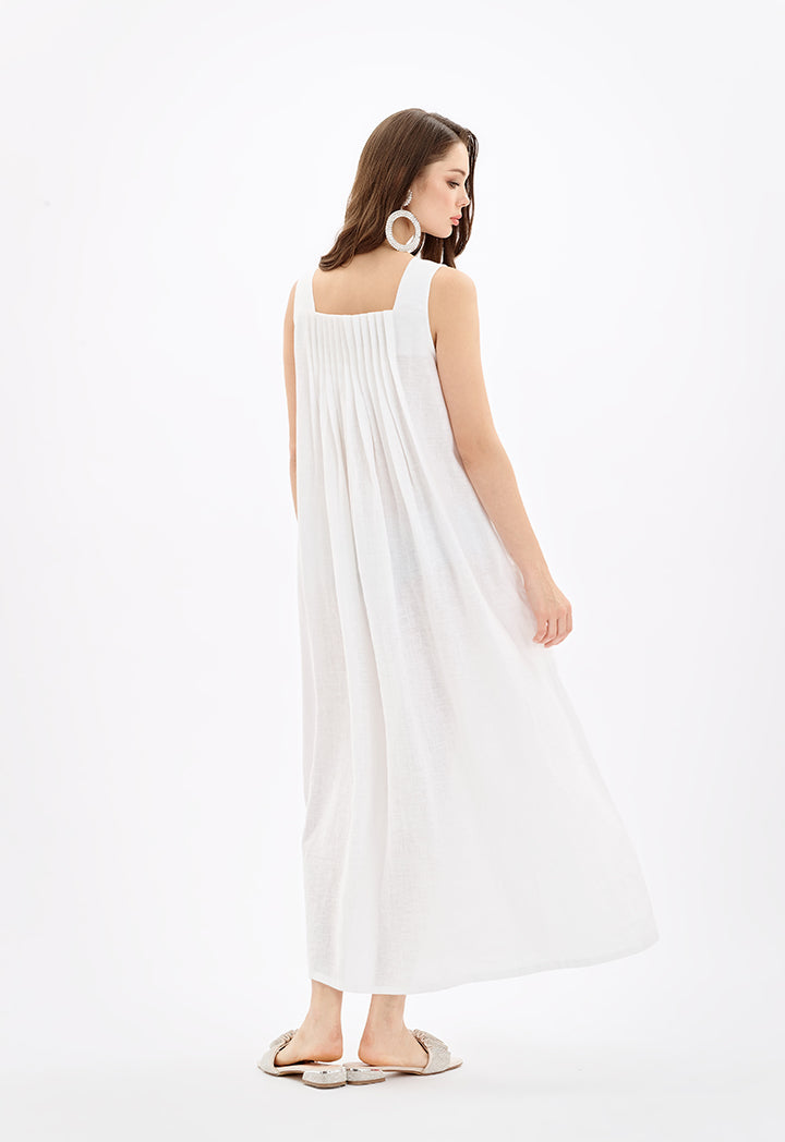 Choice Maxi Solid Sleeveless Under Abaya Dress-Ramadan Style Off White