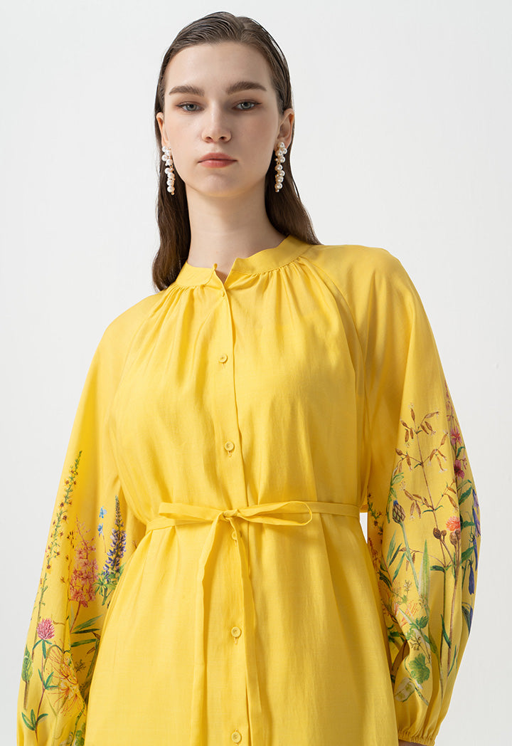 Choice Mandarin Collar Floral Maxi Dress Print