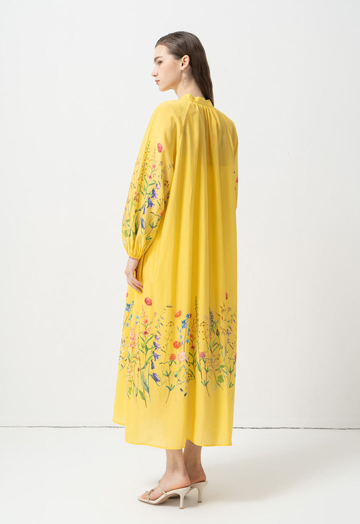 Choice Mandarin Collar Floral Maxi Dress Print