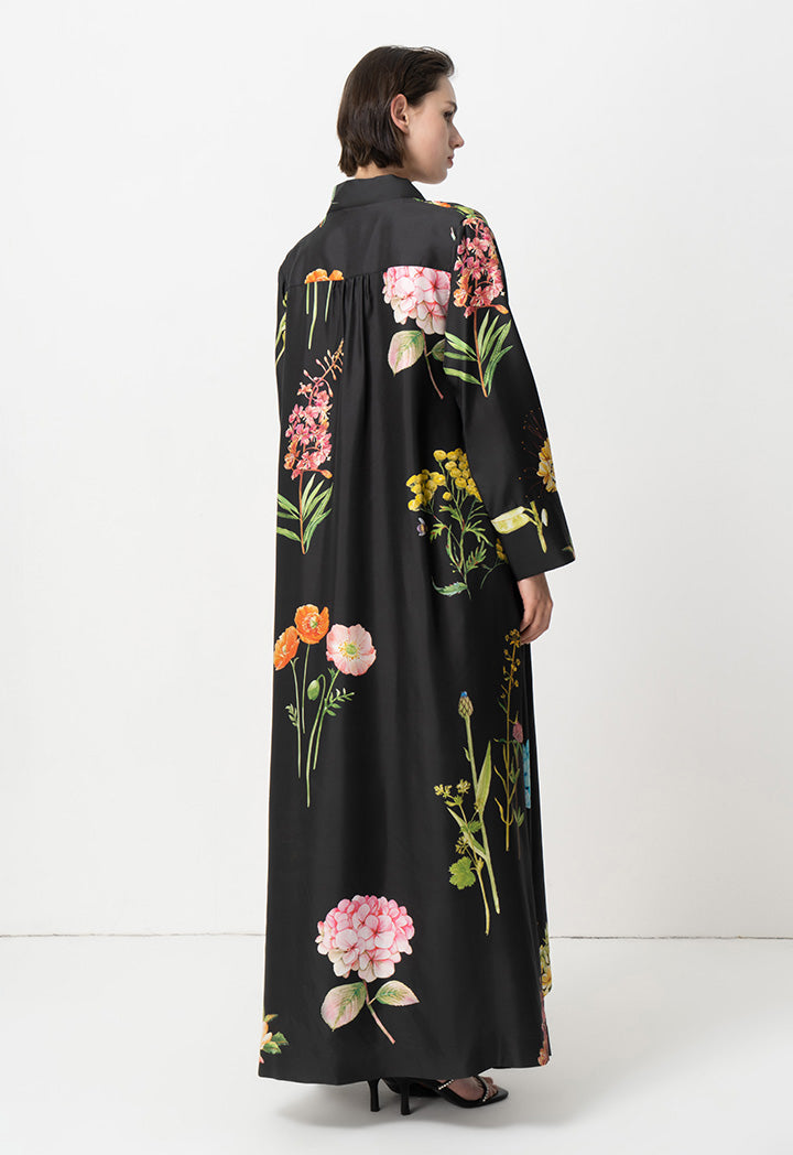 Choice Printed Flared Maxi Dress Black