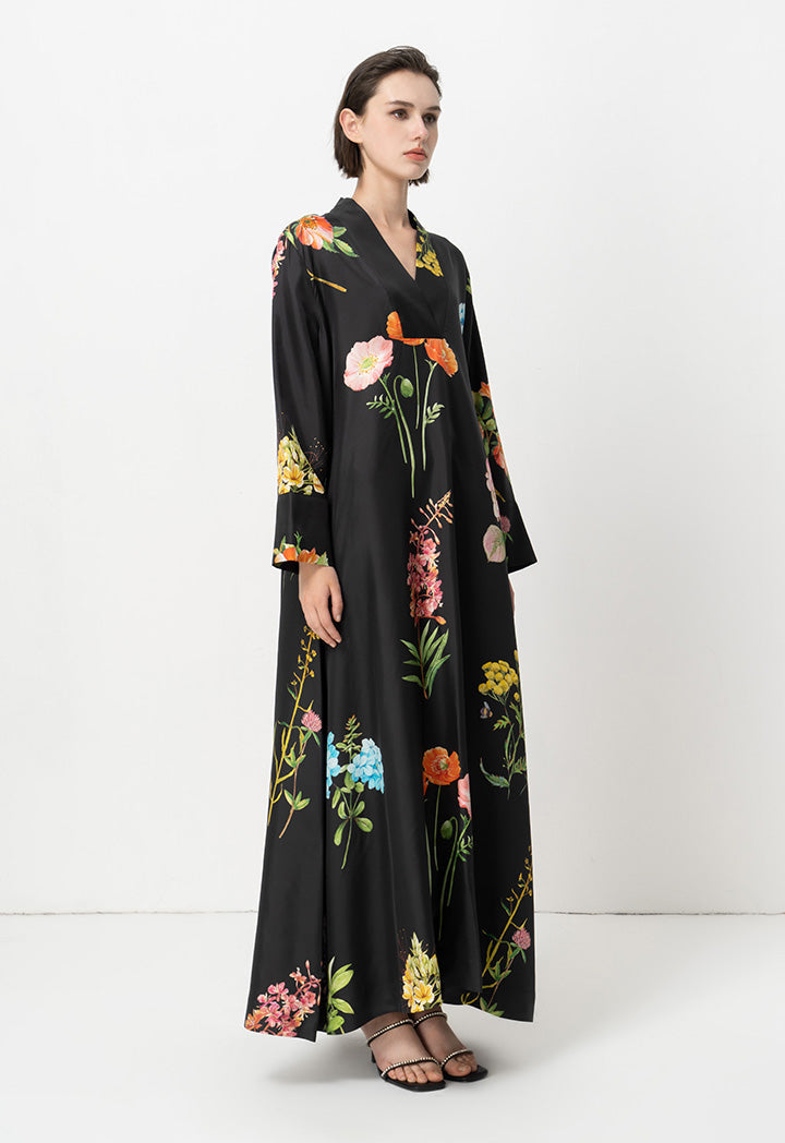 Choice Printed Flared Maxi Dress Black