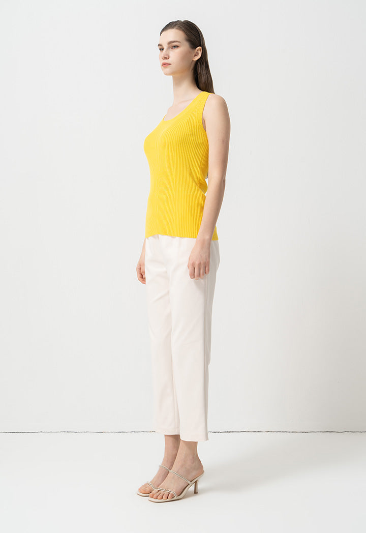 Choice Sleeveless Ribbed Knitwear Yellow