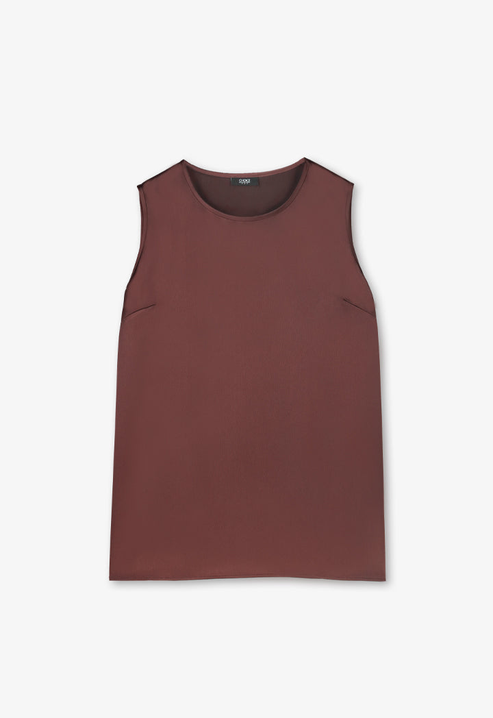 Choice Solid Sleeveless Top Brown