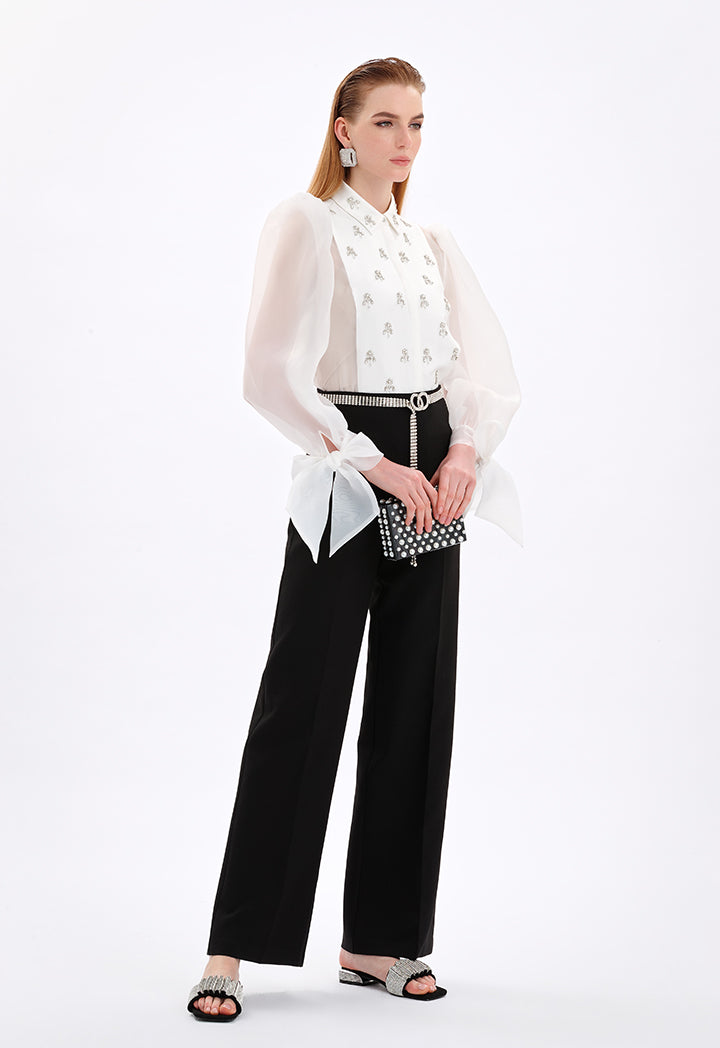 Choice High Waist Wide Legs Trousers Black