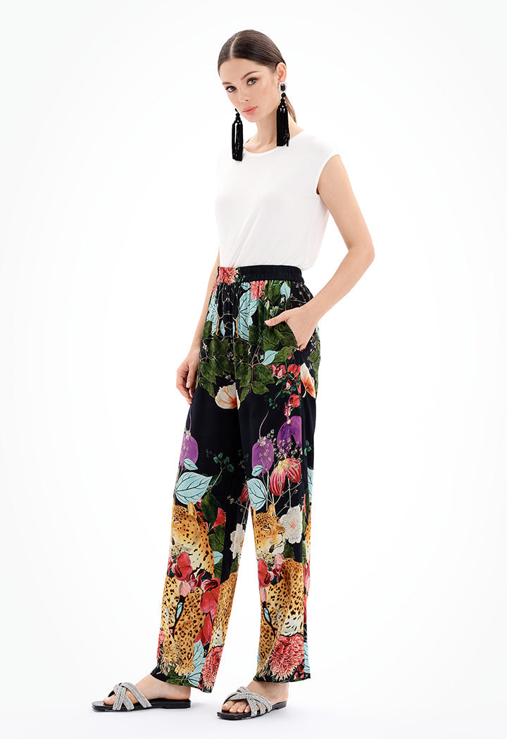 Choice Floral Print Trouser Black