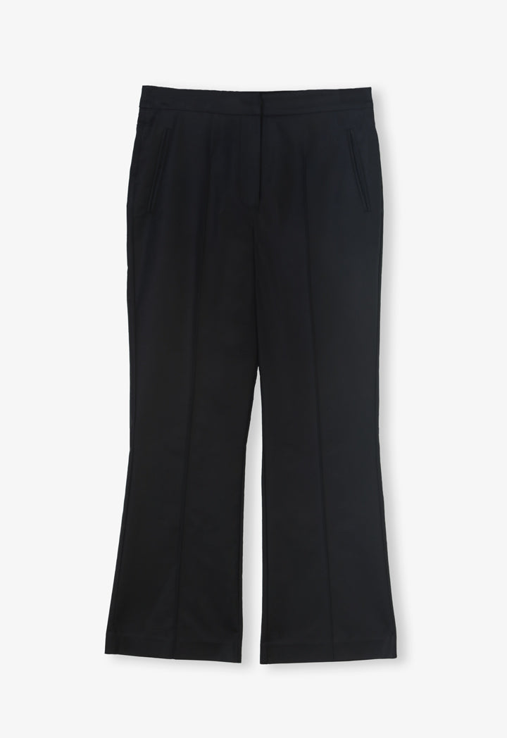 Choice Single Tone Straight Legs Pintuck Trousers Black