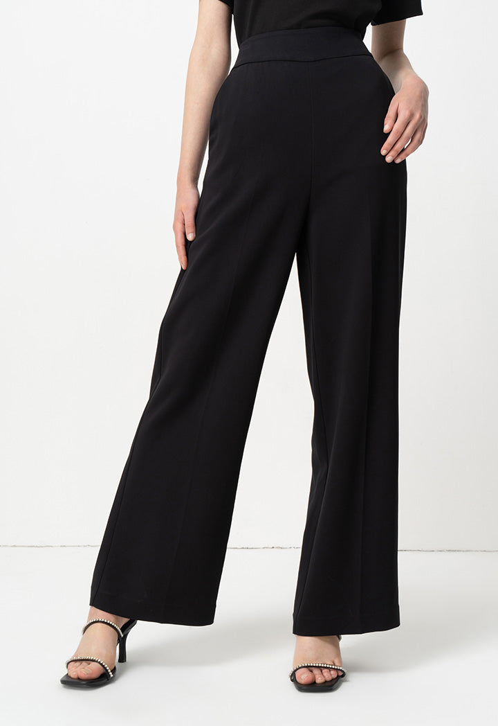 Choice Solid High-Waist Trousers Black