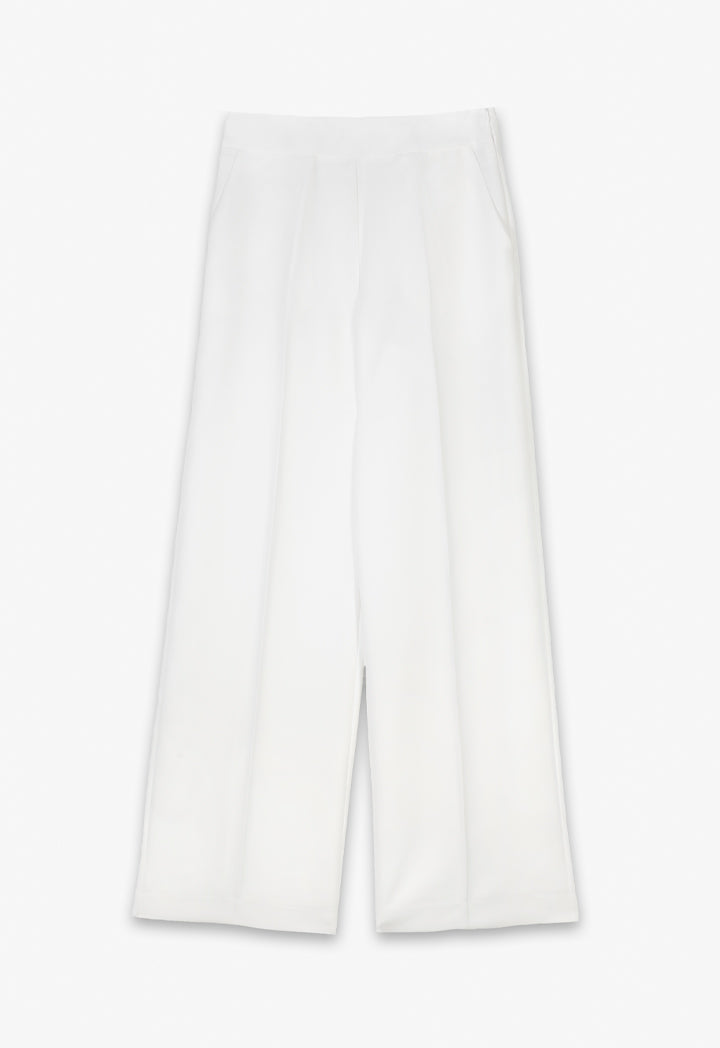 Choice High-Waist Solid Wide Legs Trousers Off White