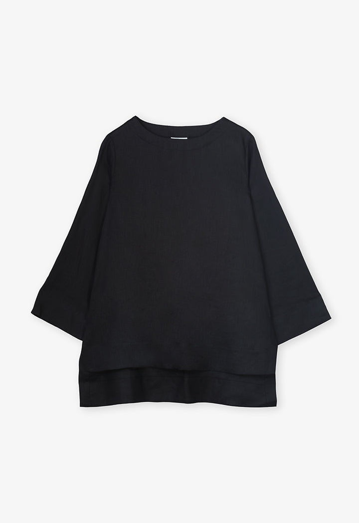 Choice Solid Long Sleeve Blouse Black