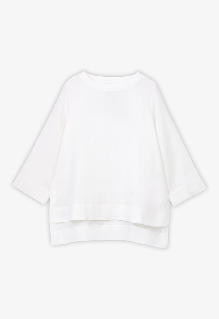 Choice Solid Long Sleeve Blouse Offwhite