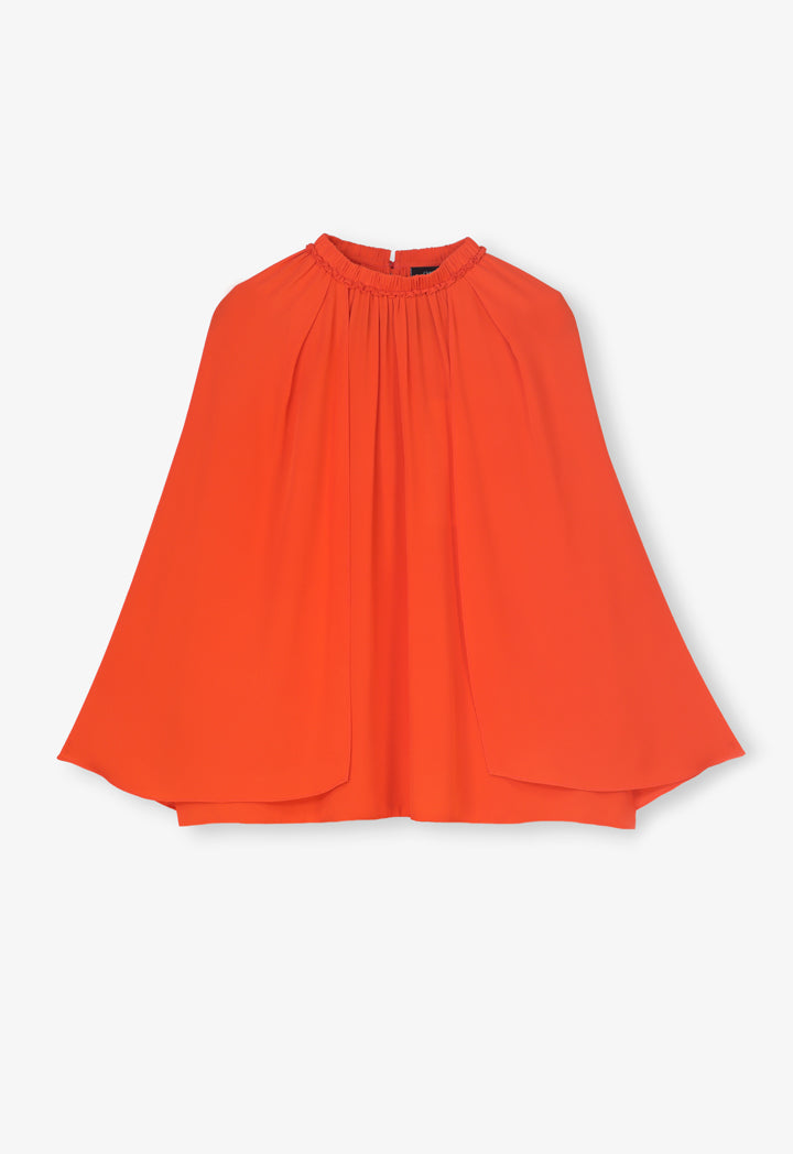 Choice Solid Cape Sleeve Blouse Orange