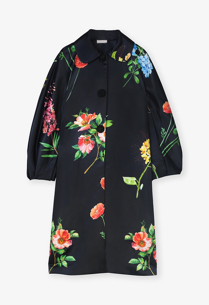 Choice Printed Floral Long Sleeves Jacket Black