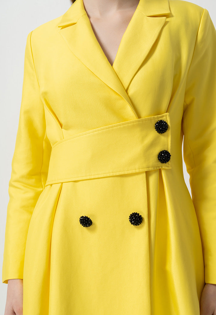 Choice Single Tone Embellished Crystal Jacket Yellow