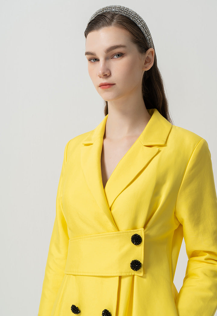 Choice Single Tone Embellished Crystal Jacket Yellow