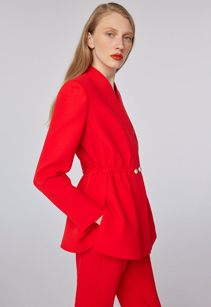 Choice Elasticated Drawstring Blazer With Slits Red