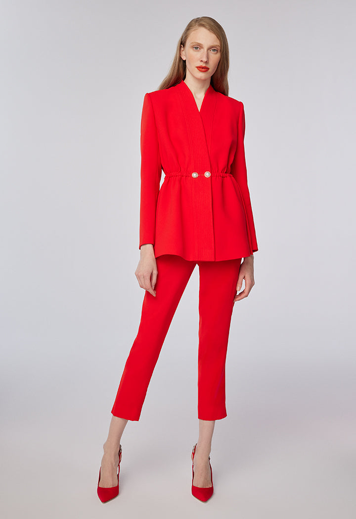 Choice Elasticated Drawstring Blazer With Slits Red