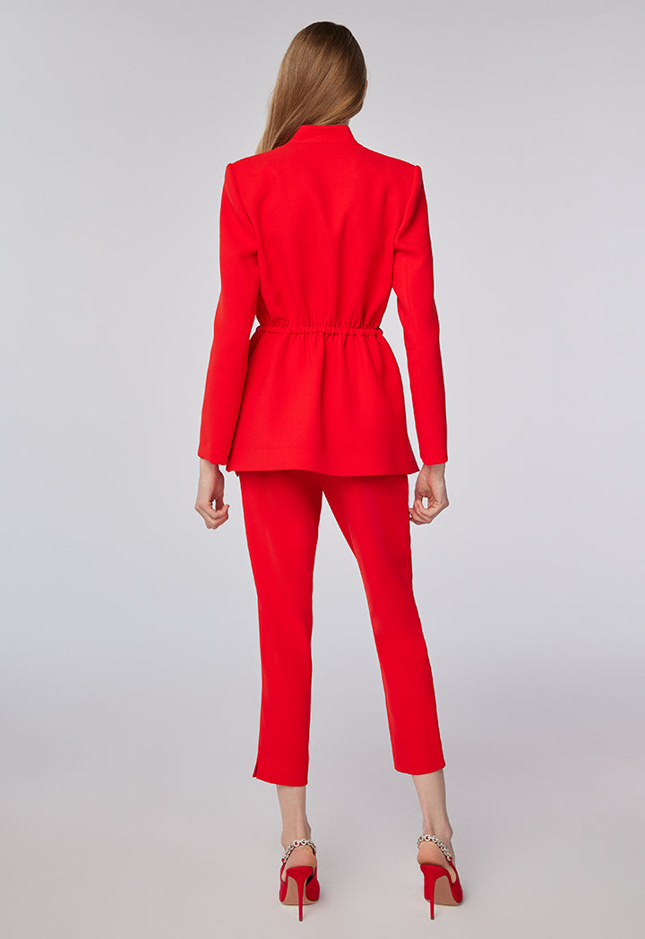 Choice Elasticated Drawstring Blazer With Slits Red