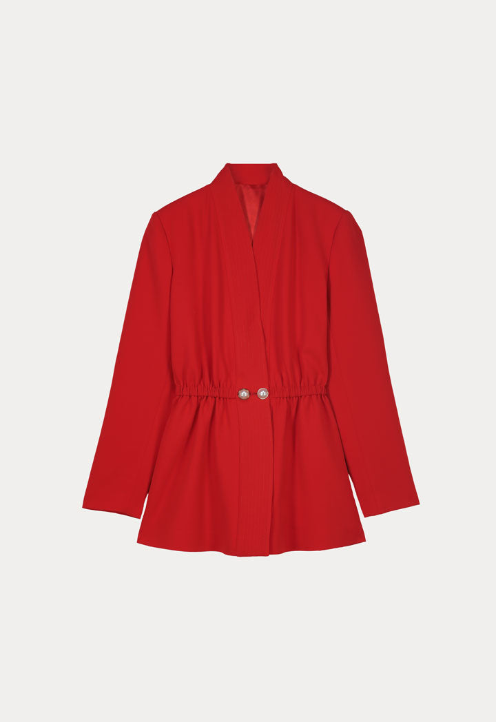 Choice Elasticated Drawstring Blazer With Slits Red