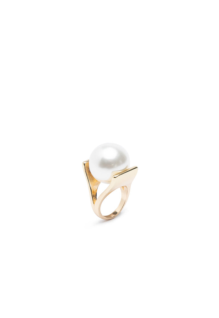 Choice Pearl Gold Tone Solid Ring White-Gold