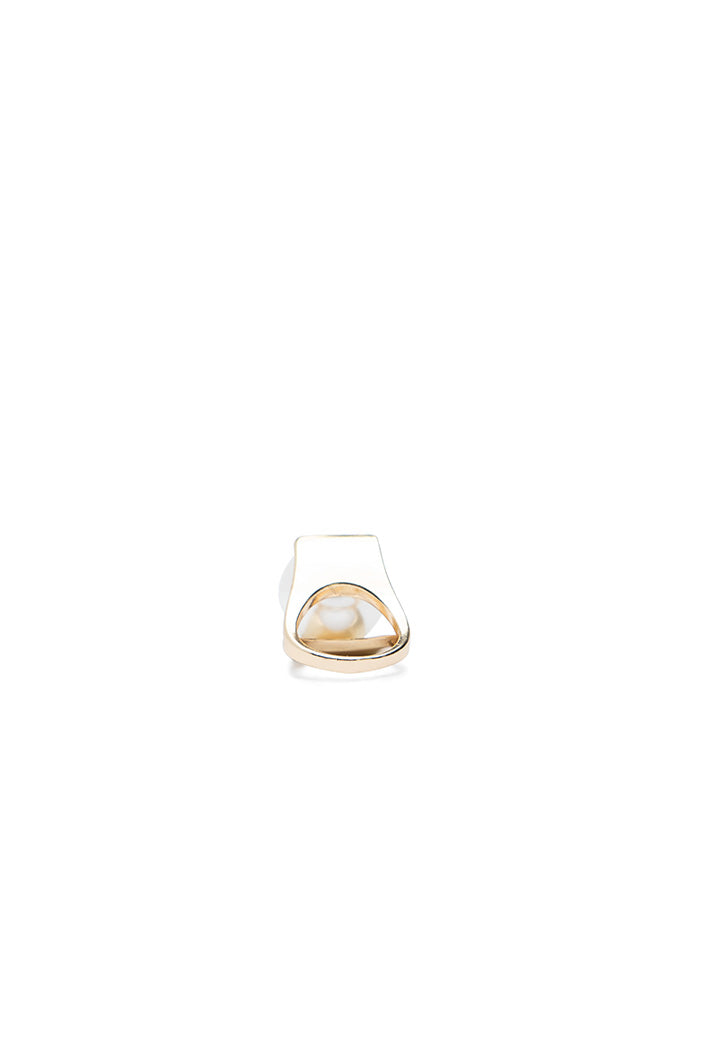 Choice Pearl Gold Tone Solid Ring White-Gold