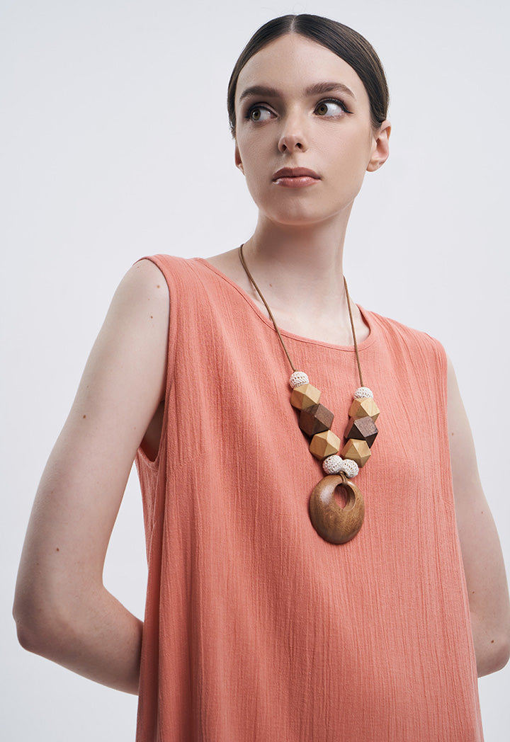 Choice Multi Irregular Wooden Nuggets Necklace Multicolor