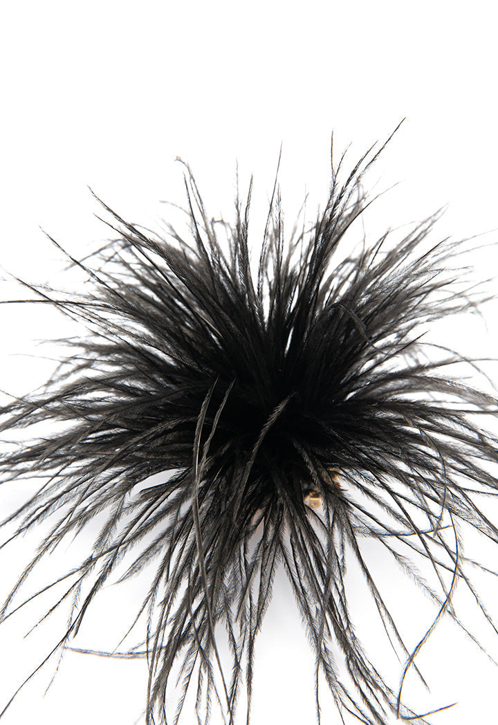 Choice Solid Feather Clip And Brooch Fascinator Black