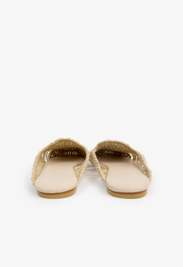 Choice Woven Braided Flat Mules Beige