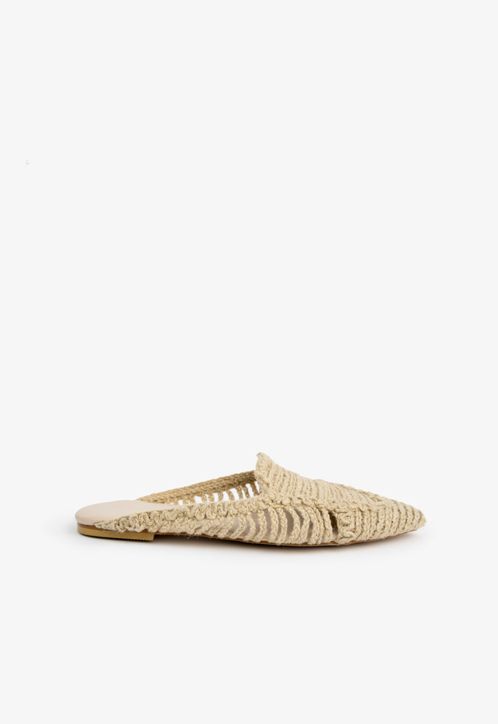 Choice Woven Braided Flat Mules Beige