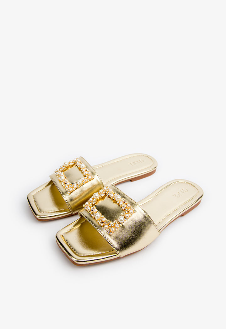 Choice Embellished Slip On Sandals Gold