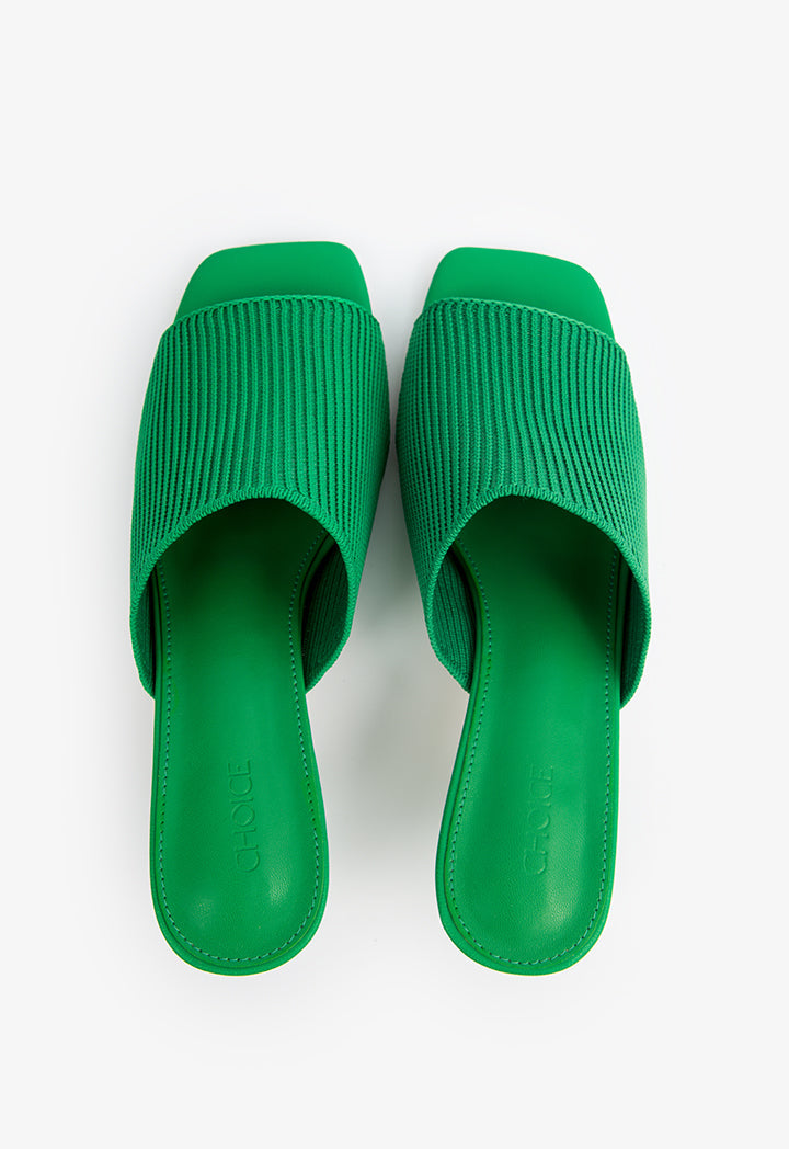 Choice Open Toe Heeled Fabric Mules  Green