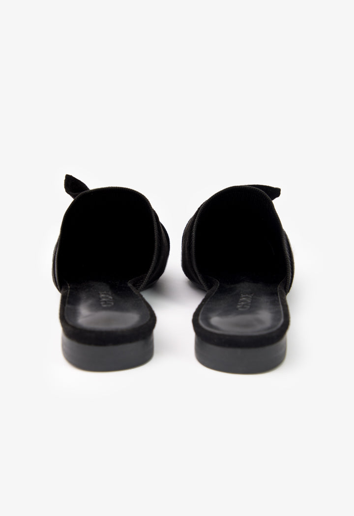 Choice Solid Fabric Bow Mules Black