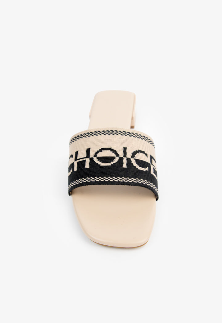 Choice Choice Branded Two-Toned Flat Slides Black