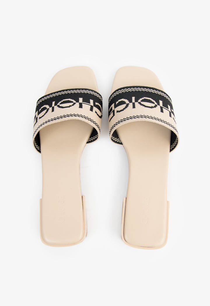 Choice Choice Branded Two-Toned Flat Slides Black