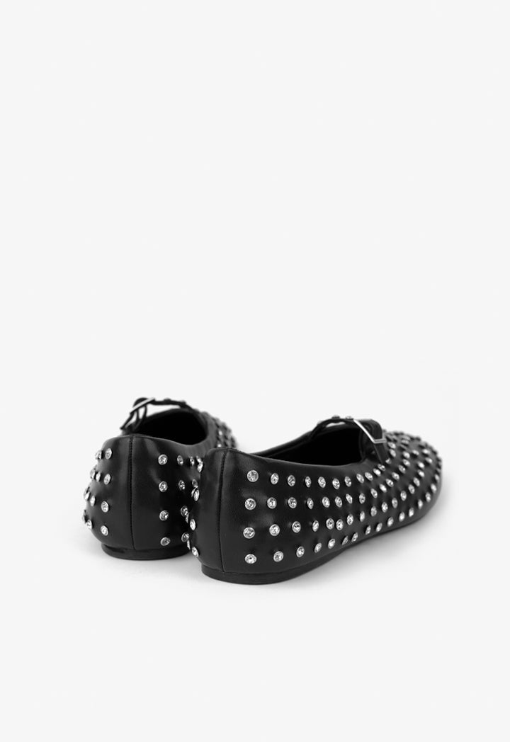 Choice Crystal Encrusted Flat Ballerinas Black